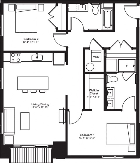 a floor plan of a house with a bedroom and a living room